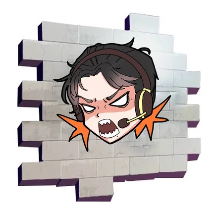 Fortnite spray: Alex shouting over a brick wall