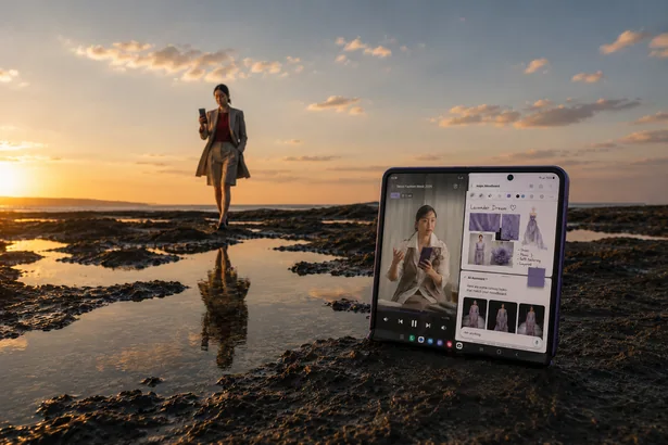 Paper Boat storyboard frame 6: a man at a tidal shore at sunset with a paper boat and a Fold8